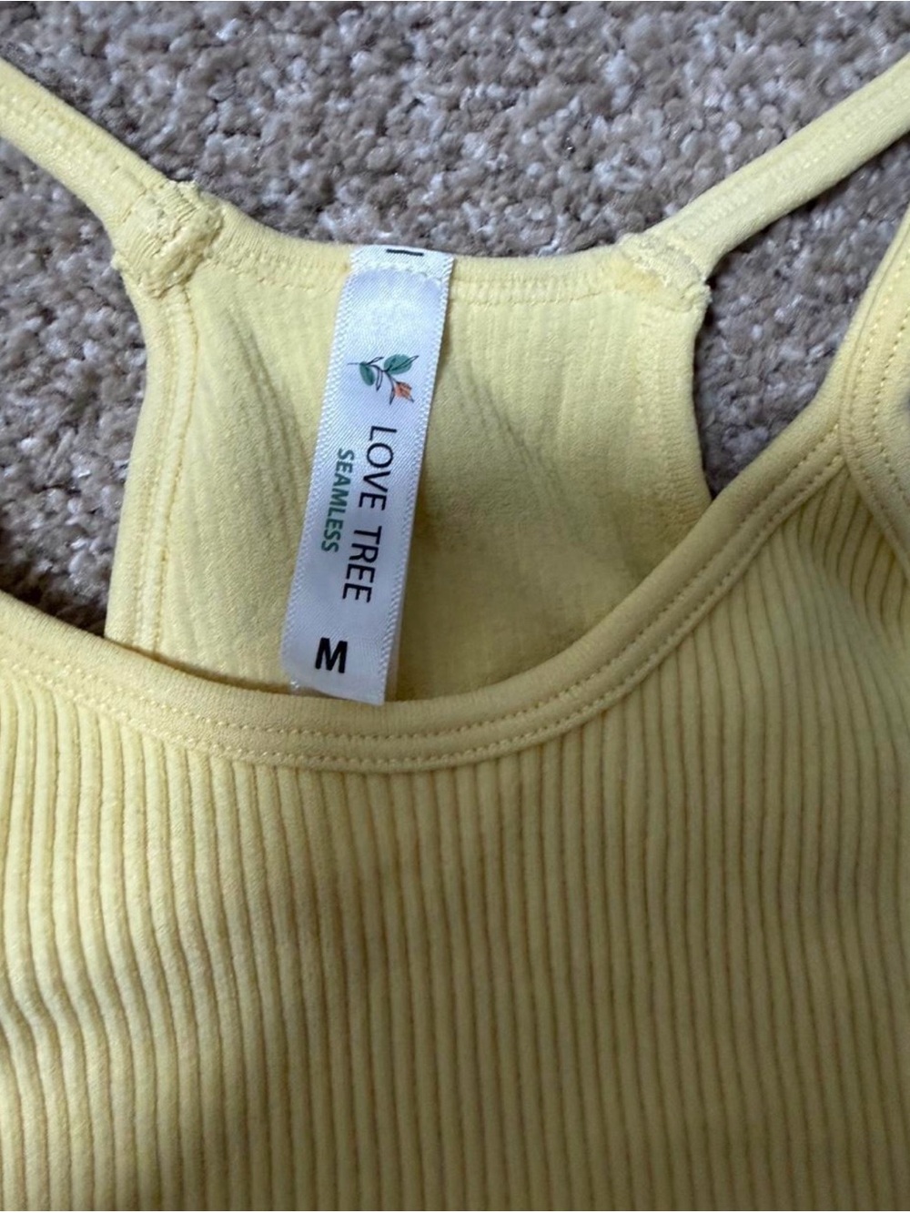 Love Tree Lemon Ribbed High-Neck Racerback Crop Tank - Picture 2 of 3